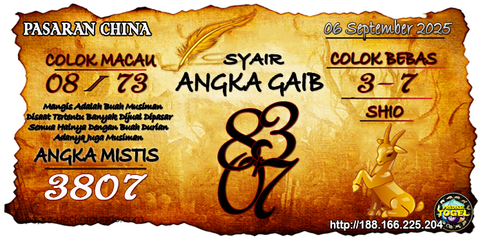 Prediksi Togel China Sabtu 6 September 2025