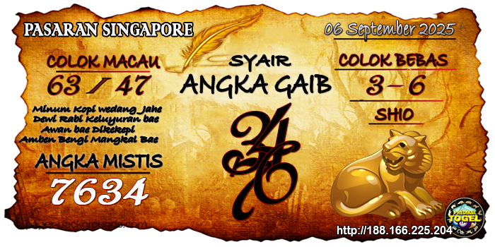Prediksi Togel Singapore Sabtu 6 September 2025