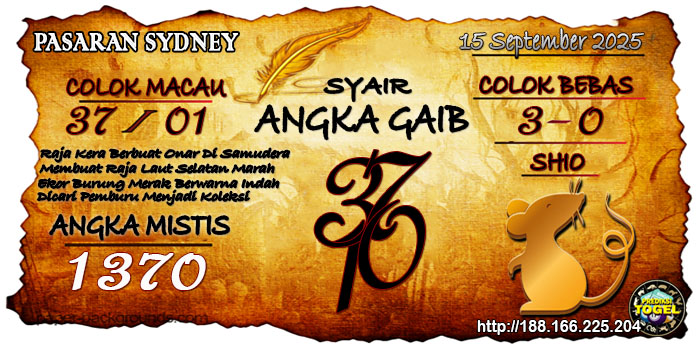 Prediksi Togel Sydney Senin 15 September 2025