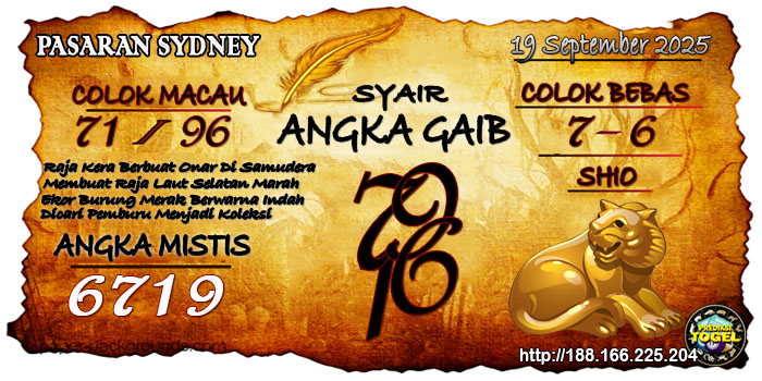 Prediksi Togel Sydney Jumat 19 September 2025