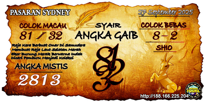 Prediksi Togel Sydney Sabtu 27 September 2025