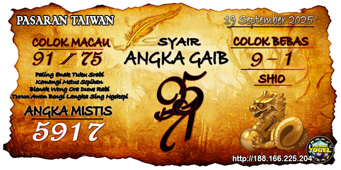 Prediksi Togel Taiwan Jumat 19 September 2025