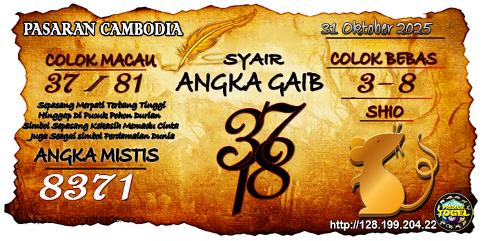 Prediksi Togel Cambodia Jumat 31 Oktober 2025