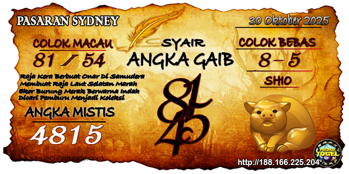 Prediksi Togel Sydney Kamis 30 Oktober 2025