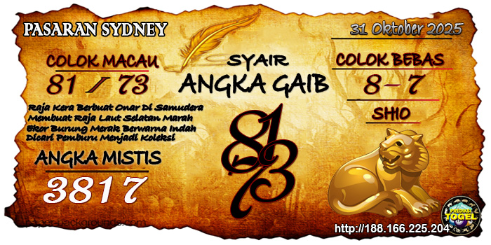 Prediksi Togel Sydney Jumat 31 Oktober 2025