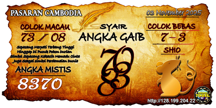 Prediksi Togel Cambodia Senin 3 November 2025