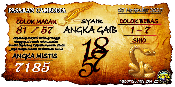 Prediksi Togel Cambodia Rabu 5 November 2025