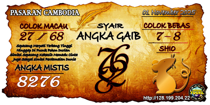 Prediksi Togel Cambodia Sabtu 1 November 2025