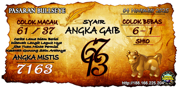 Prediksi Togel Bullseye Selasa 4 November 2025