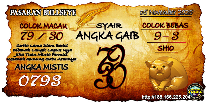 Prediksi Togel Bullseye Rabu 5 November 2025