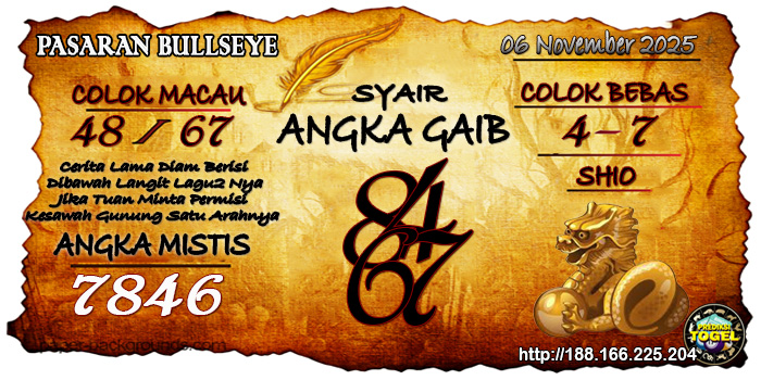 Prediksi Togel Bullseye Kamis 6 November 2025