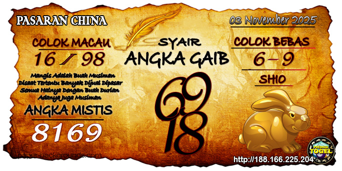 Prediksi Togel China Senin 3 November 2025