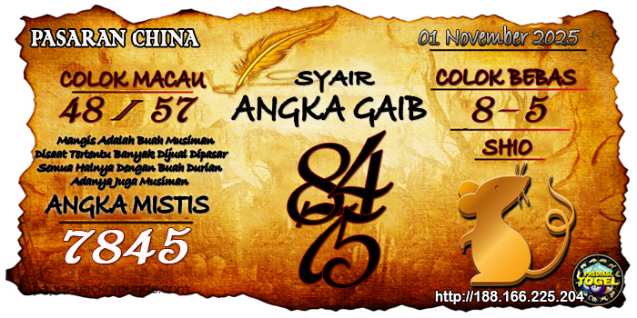 Prediksi Togel China Sabtu 1 November 2025