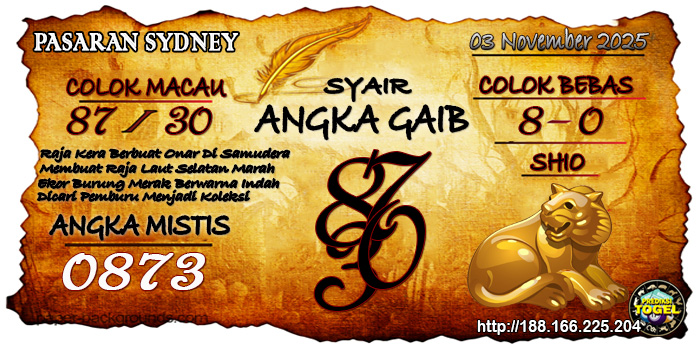 Prediksi Togel Sydney Senin 3 November 2025