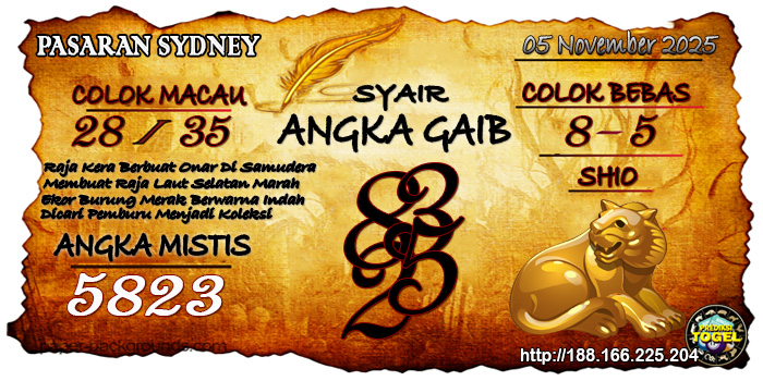 Prediksi Togel Sydney Rabu 5 November 2025