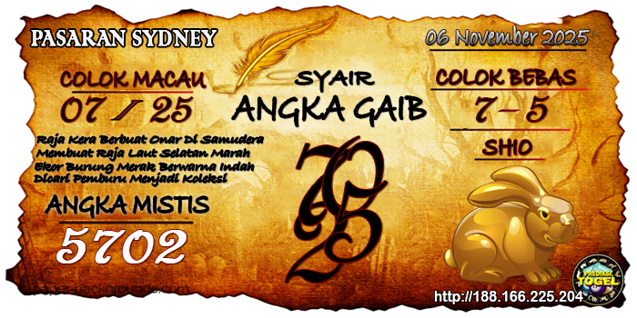 Prediksi Togel Sydney Kamis 6 November 2025